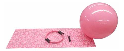 Set De Entrenamiento Pilates Yoga Pelota Mat Y Aro Rosado