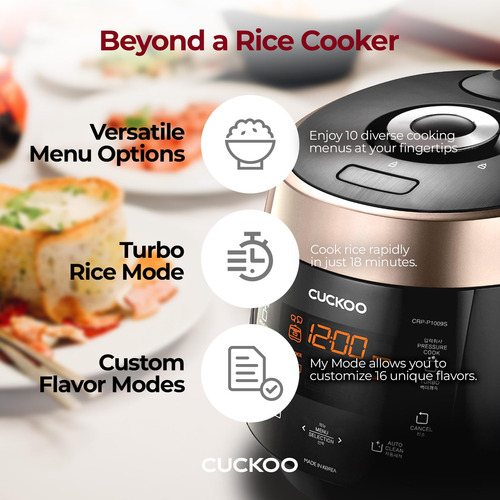 Arrocera Cuckoo Crp-p1009sb, 2,5 L, 10 Tazas, 12 Programas,