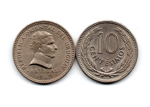 Uruguay Moneda 10 Centesimos Año 1959 Km#35