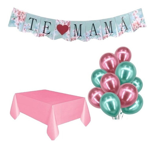 Kit Decoración Dia De La Madre Mama Globos Mantel Y Grinalda