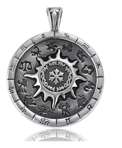 Dije Zodiaco 12 Signos Proteccion Amuleto 5.4cm Titanio Puli