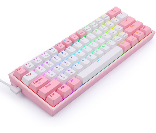 Teclado gamer bluetooth Redragon Fizz Pro K616-RGB QWERTY Red inglés US color blanco y rosa con luz RGB