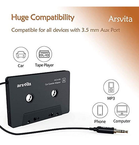 Imagen 5 de 7 de Arsvita - Adaptador De Audio De Cassette A Auxiliar P