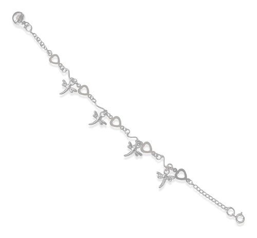 Imagen 2 de 3 de Pulsera Plata Italiana 925 Modelo Libelulas