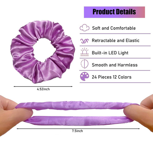 24 Pcs Light Up Scrunchies, Bandeos De Cabello Led Scrunchie
