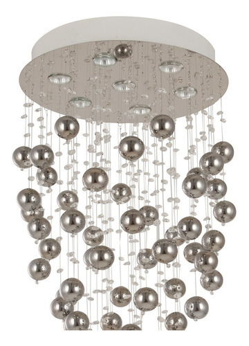 Lámpara Colgante Acero Inoxidable Cromo Gu10 7 Luces Color Gris