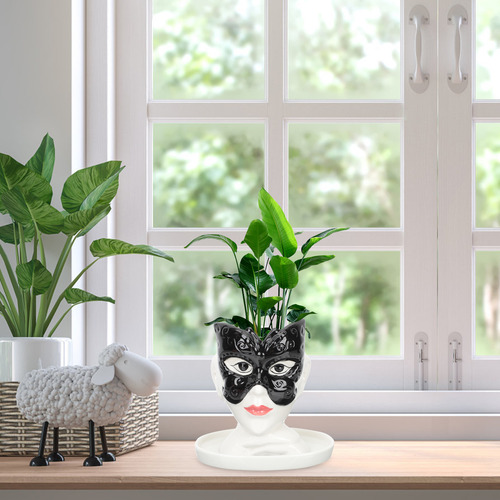 Maceta Con Diseño De Flores Falsas Para Decoración De Mesa D