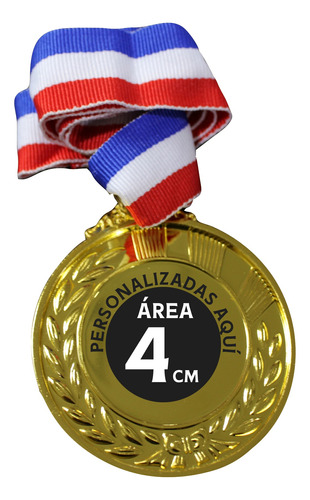 Set De 5 Medallas En Metal Dorado Personalizadas En Uv Dtf 