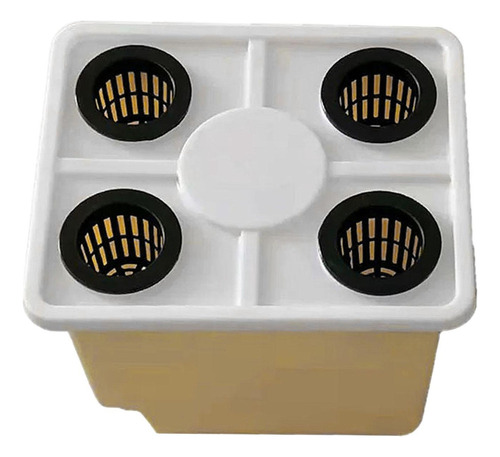 Cubo Para Hidroponía Con Codos De Sifón Tapa De 4 Agujeros