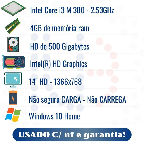 Imagem 2 de 10 de Notebook Barato, Dell N4010, I3, 4gb, Hd500gb, Win10, Nfe