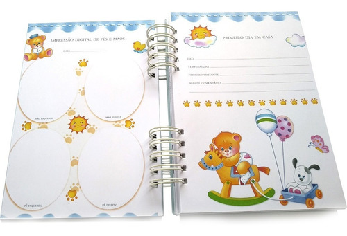 Imagem 5 de 10 de Álbum Livro Diário Bebê Personalizado Urso Príncipe Marinho