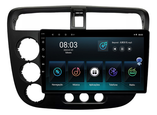 Multimidia Civic 01/05 9p Qled Android Carplay 2gb 32gb