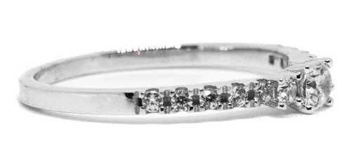 Imagen 2 de 2 de Anillo Oro Blanco Solitario 18k Circones Naturales /marisio