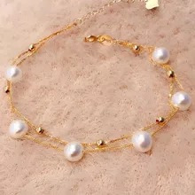 Yunli-pulsera De Oro De 18 Quilates Con Perla De Agua Dulce