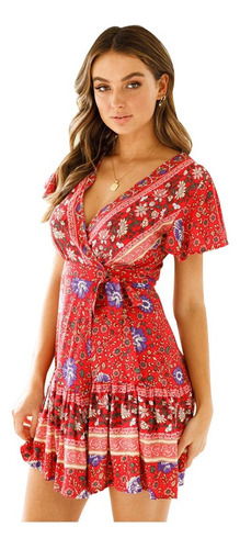 Falda Short Mujer Falda Corta Casual Vestido Floral Bohemio