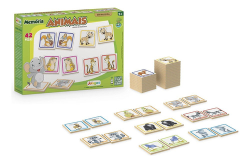 Jogo Da Memória Animais Em Madeira 42 Peças