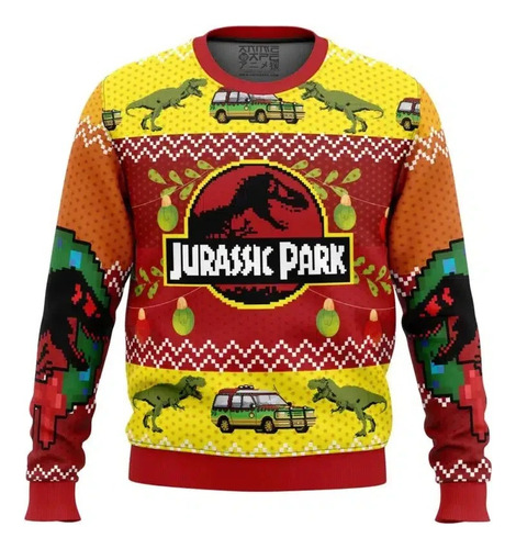 Polera Jurassic Park Ugly Sueter Polera Navidad Sublimado