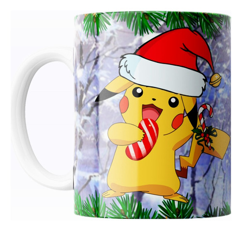 Taza De Café Pikachu Anime Pokemon Feliz Navidad 325ml