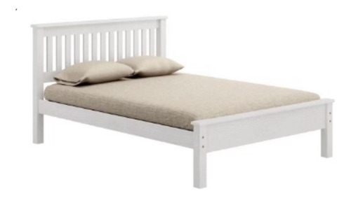 Cama De 2 Plazas Astro, Madera Maciza - Artico Color Blanco