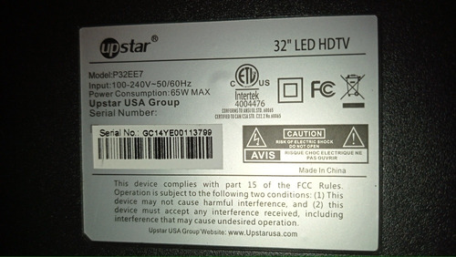 Imagen 6 de 10 de Tv Upstar 32 P33ee7 Hd Repuesto / Pantalla Partida