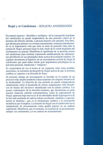 Heguel Y El Catolicismo De Ignacio Andereggen