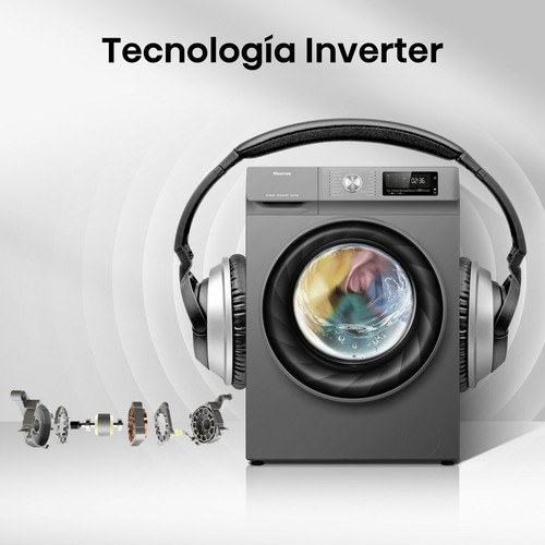 Lavasecadora automática Hisense PureJet inverter hasta 15kg color plata
