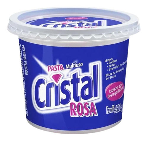 Sabão Em Pasta Cristal Rosa Pote 500g Limpeza Multiuso