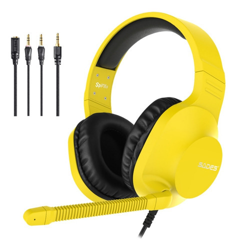 Headset Gamer Sades Para Ps4 Vr Xbox Cel Nintendo Switch Spirits Amarelo