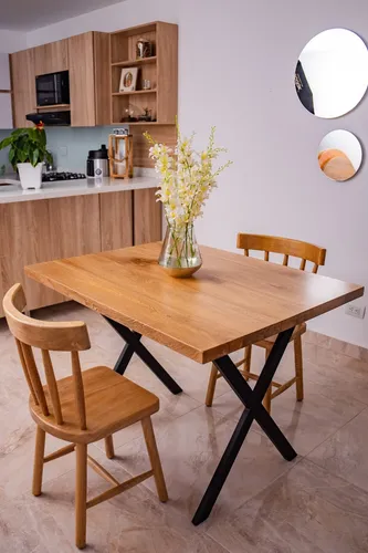 Mesa Comedor Rectangular En Roble Macizo 110cm * 85cm