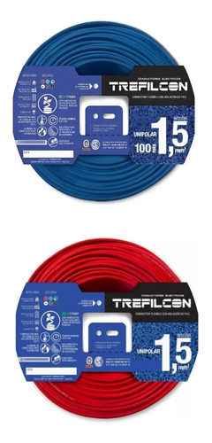 Cable 1 5 Mm Unipolar Trefilcon Pack 2 Rollos De 50mts Cobre