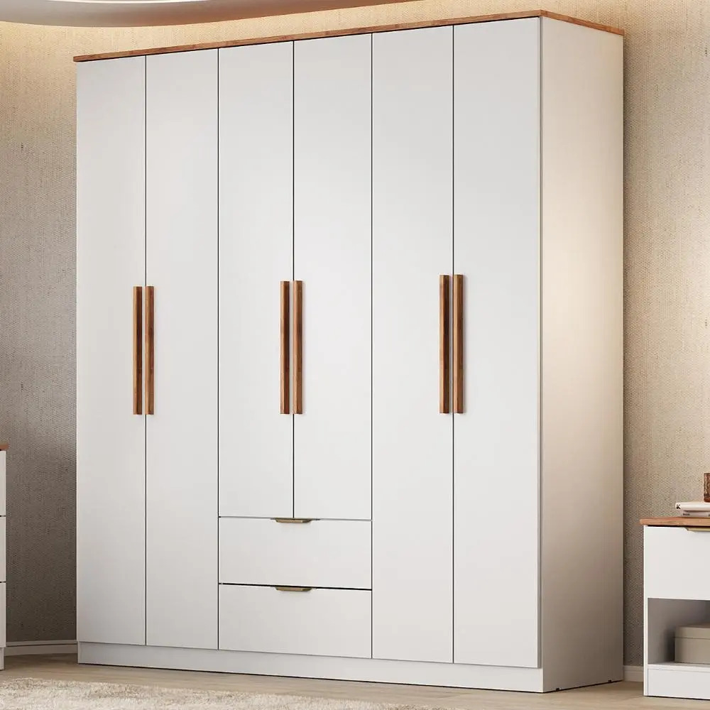 Guarda Roupa Casal 6 Portas Milan Carraro Branco Branco