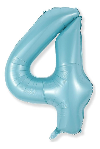 Globo Número 4 Grande Azul Perla 101,6 Cm Helio Fiesta