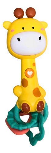 Brinquedo Chocalho Girafa Musical Mordedor Macio Buba Baby Cor Amarelo Escuro