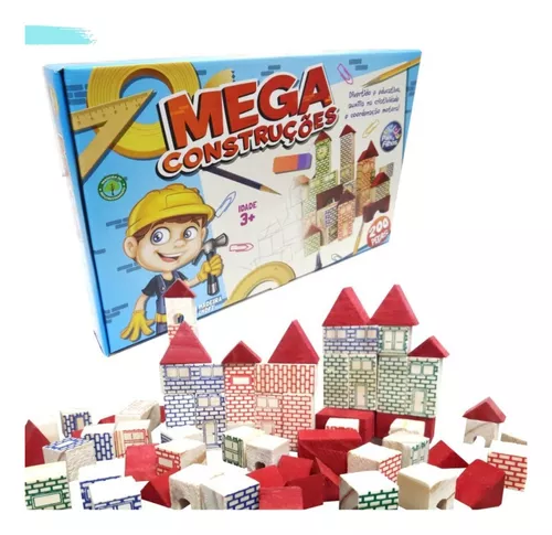 Brinquedo Bloco De Montar Infantil Educativo 200 Pçs Madeira