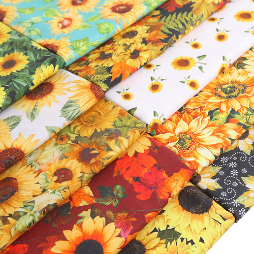 10 Piezas De Tela De Otoño, Patrón De Girasol, Material