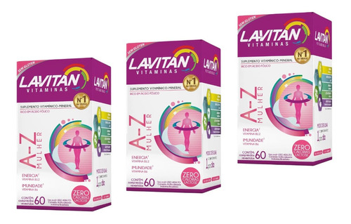 Kit 3 Lavitan Az Mulher 60 Comp Suplemento Vitaminico Centru