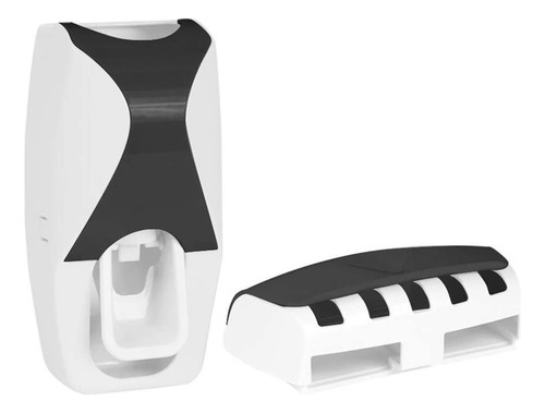 Porta Cepillos De Dientes Con Dispensador De Pasta Color Negro