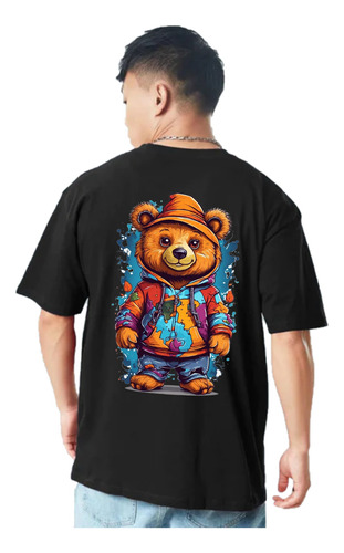 Remera Oversize Oso Bear Con Sombrero - Remeron Street Style