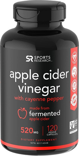  Sports Research-apple Cider Vinegar With Cayenne Pepper Sabor Sin Sabor