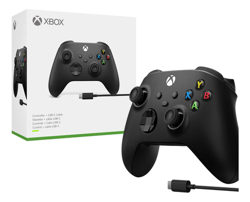 Control Xbox One Series S X Windows Negro Black Carbon Cable