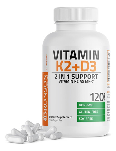 Vitamin K2 Mk7 Bronson Con D3 Supplement 120 Capsulas