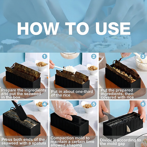 Herramienta De Sushi, Molde Para Hacer Sushi Rollos 11 Pzs