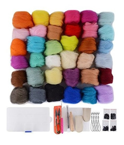 Aguja De Fieltrar Kit - Lana Roving 36 Colores Set - Juego D