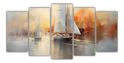 100x50cm Cuadro Inspirado En Eugene Boudin - Cinco Composici