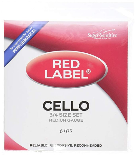 Super Sensitive Red Label 6105 Conjunto De Cuerdas Cello, 3/