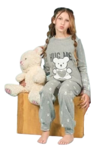 Pijama Nena Jersey Invierno Aplique Oso Lencatex 25955