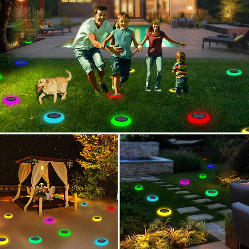 Lampara Solar 6 Led Jardin Cesped Camino Luz Pila Recargable