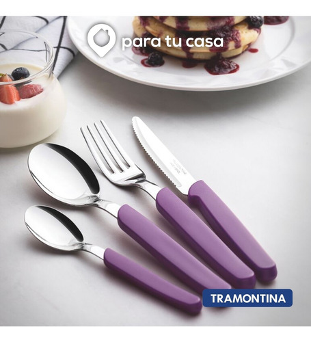 Imagen 7 de 10 de Cubiertos Tramontina Juego 24 Pzas Cocina Carmel Set Colores