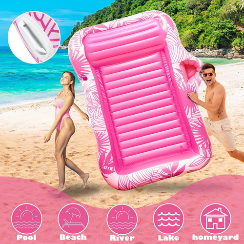 Tumbona Inflable Extra Grande Con Soporte Para Bebidas Y Res