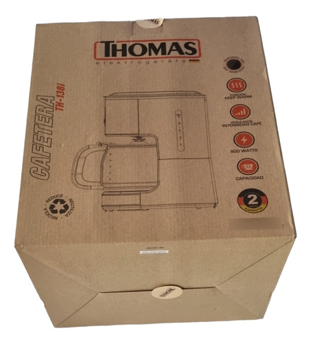 Cafetera Thomas Th-138i Negra 12tazas 900w Regula Intensidad